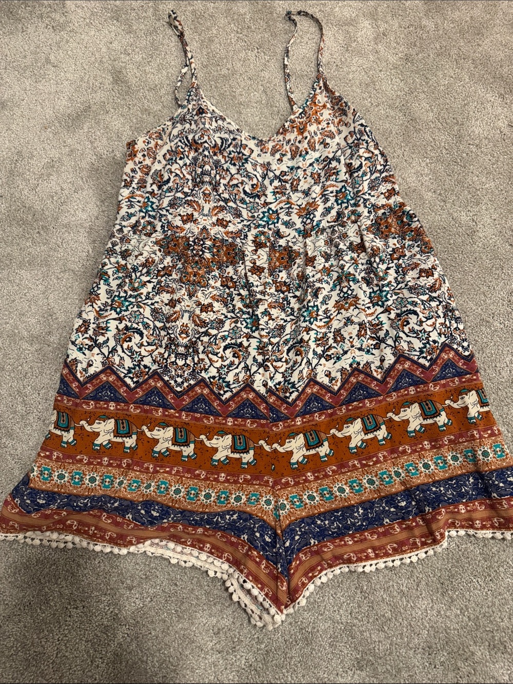 Xhilaration Floral & Brown Elephant Print Romper